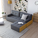 Sofá de 2-3 lugares c/Pufe Chaise-longue Moderno Resistente Confortável Luda Venda