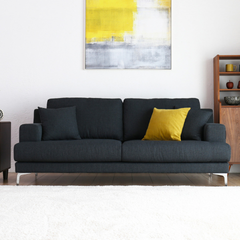 Sofá de tecido estilo escandinavo 3 lugares para sala de estar Yana
