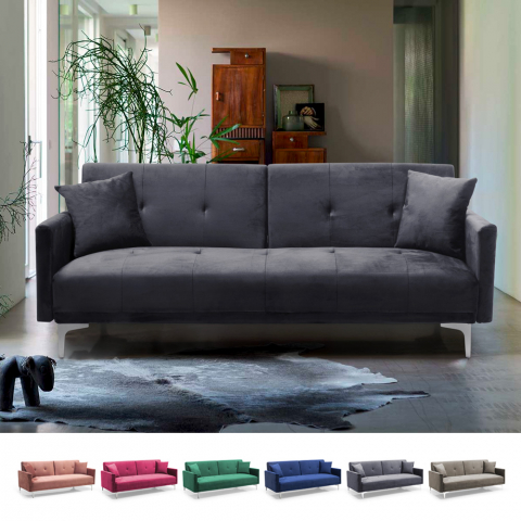 Sofá-cama Moderno De 3 Lugares Design Clic Clac Em Tecido Veludo Villolus