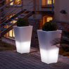 Vasos Iluminados Brancos para Plantas Flores Decoração Exterior LED Slide Y-Pot Oferta