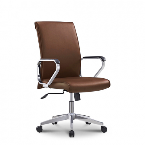 Cadeira de escritório ergonômica elegante giratória em aço imitação de couro Cursus Coffee