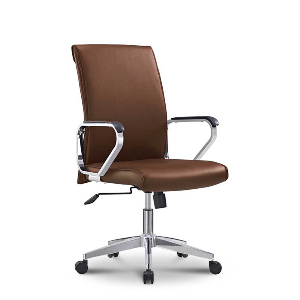 Cadeira de escritório ergonômica elegante giratória em aço imitação de couro Cursus Coffee