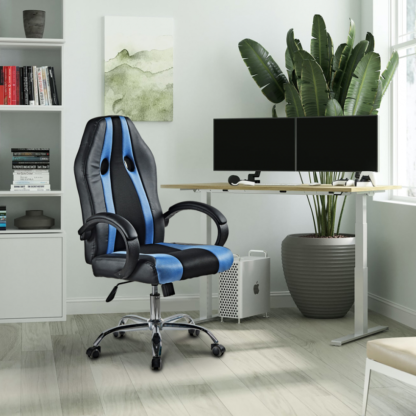 Sedia gaming ufficio sportiva ergonomica ecopelle altezza regolabile Qatar Sky Promozione