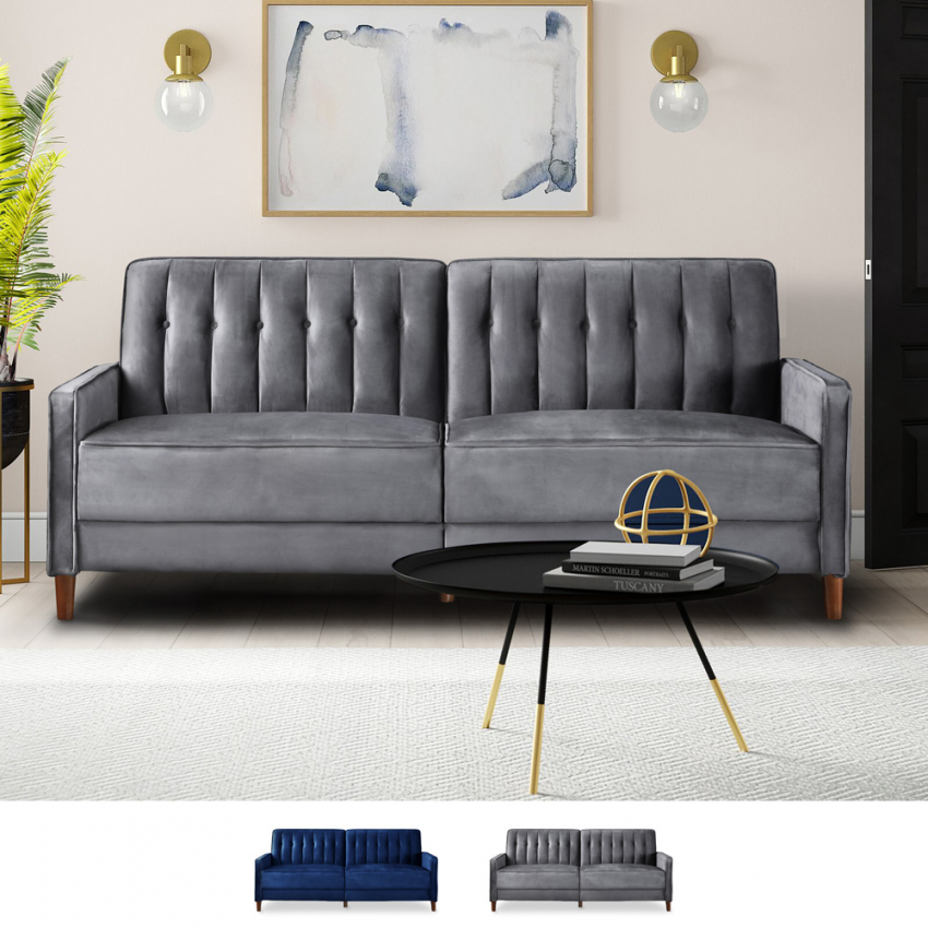Fluffy sofá-cama 2 lugares clic clac veludo design clássico