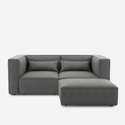 Sofá 2 lugares c/Chaise-longue Modular Sala de estar Pufe Solv Promoção