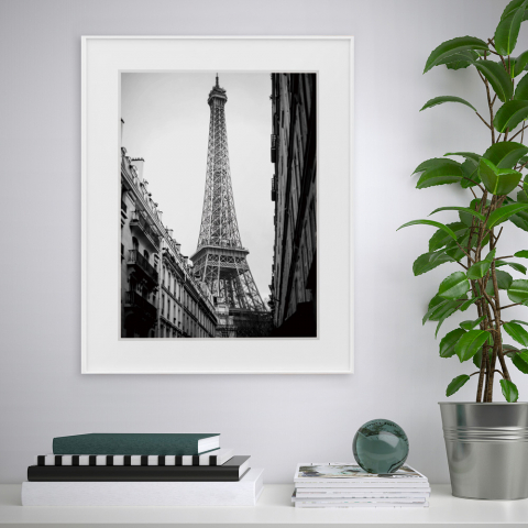 Quadro Pintura Fotografia Paris Preto e Branco 40x50cm Variety Eiffel Promoção