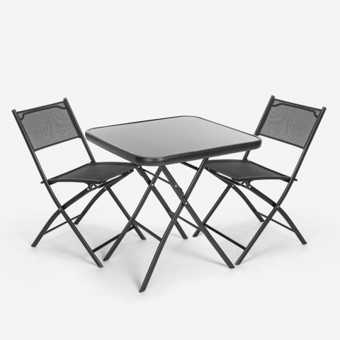 Conjunto de 2 cadeiras com mesa quadrada para jardim dobrável com design moderno Soda