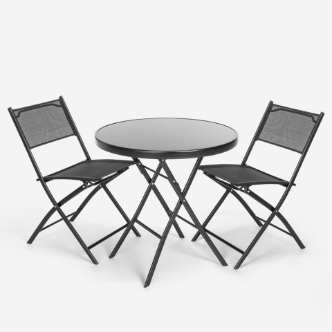 Conjunto de mesa Redondo com 2 cadeiras para jardim exterior dobrável com design moderno Bitter