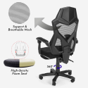 Cadeira Gaming Futurista Desportiva Respirável Apoio para pés Gordian Plus Dark Descontos
