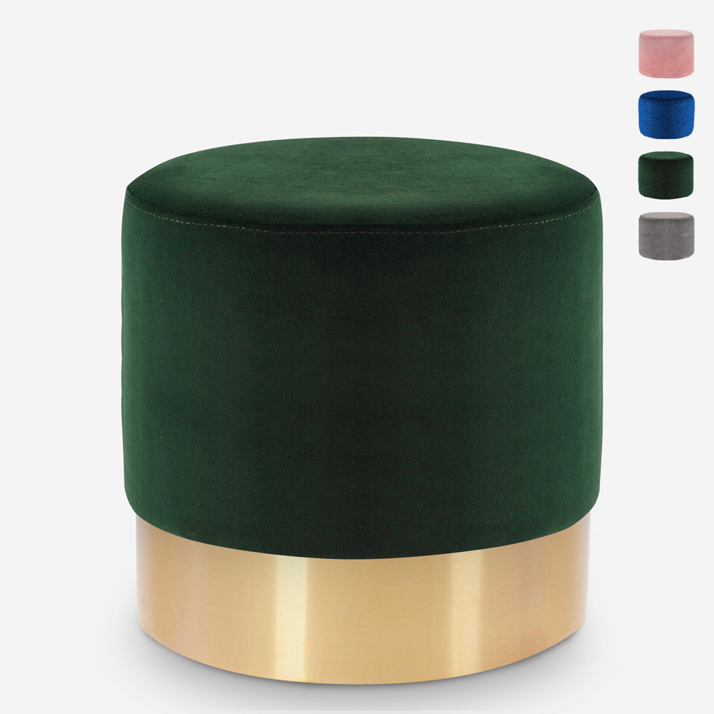 Puff c/Apoio para os Pés Banco baixo Estofado Redondo Veludo Rossetto