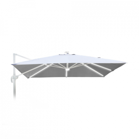 Lona de substituição Guarda-sol Jardim 3x3 Braço Alumínio Paradise White LED