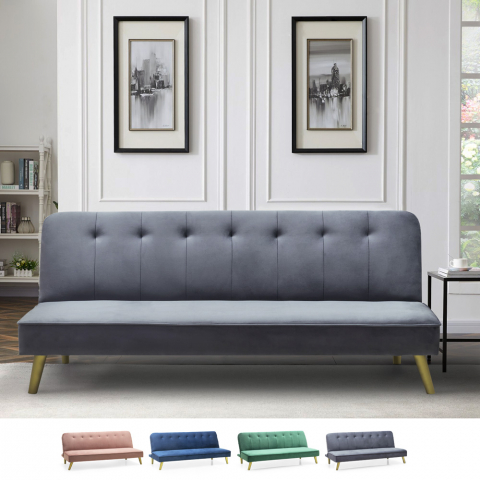 Sofá-cama clic clac 2 lugares design moderno tecido veludo Pulchra