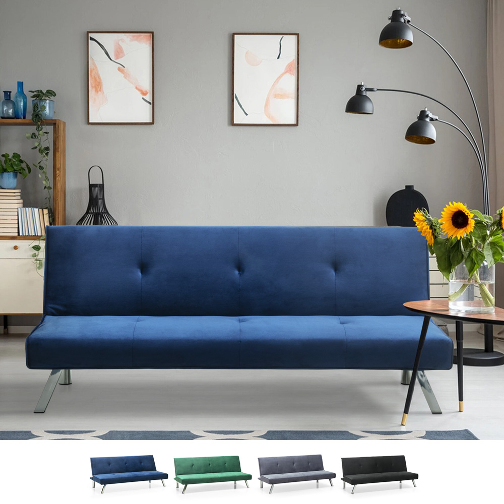 Sofá-cama 2 lugares em Veludo Elegante Espuma Confortável Abertura fácil Probatus