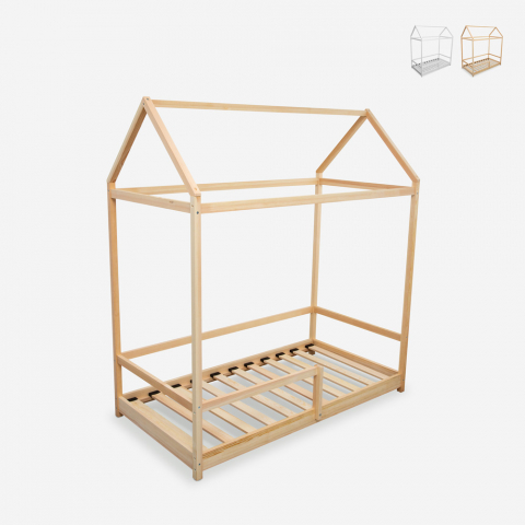 Berço montessori para cama de criança casa de madeira 70x140cm Cott