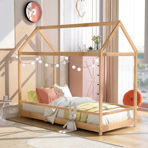 Berço montessori para cama de criança casa de madeira 70x140cm Cott