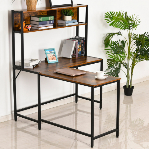 Mesa de escritório angular de 125x140cm design industrial Hoover
