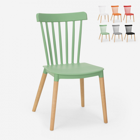 Cadeira de design moderno polipropileno madeira cozinha restaurante externo Lys