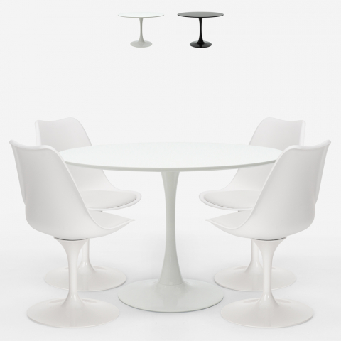 Conjunto de Mesa Redonda c/4 Cadeiras Moderno, 120cm, Margot Promoção