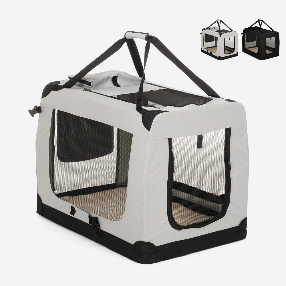 Transportadora para Cães e Gatos em Tecido Dobrável de Tamanho Médio 78x53,5x58cm Oliver XL