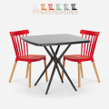 Conjunto de Mesa Quadrada c/2 Cadeiras Moderna Café ou Esplanada 70x70cm Roslin Black Promoção