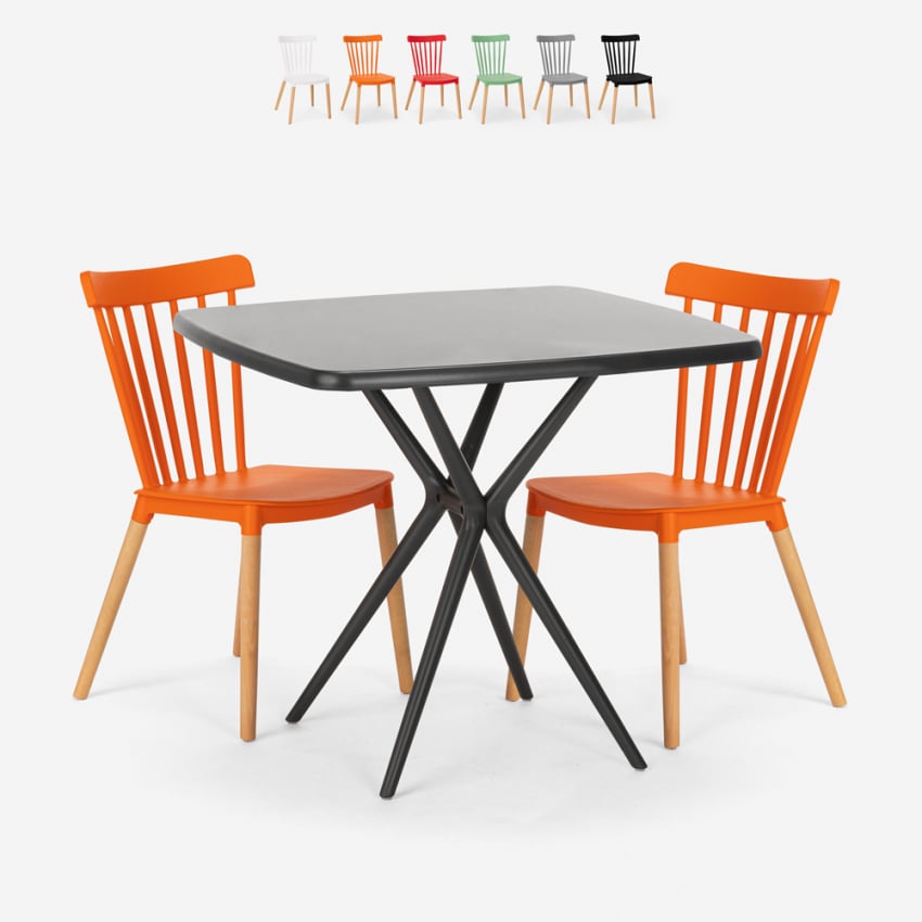 Conjunto de Mesa Quadrada c/2 Cadeiras Moderna Café ou Esplanada 70x70cm Roslin Black Venda