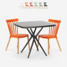 Conjunto de Mesa Quadrada c/2 Cadeiras Moderna Café ou Esplanada 70x70cm Roslin Black Venda