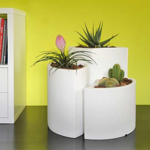 Conjunto floreira branco 3 vasos para plantas design casa jardim Tris Petalo Promoção
