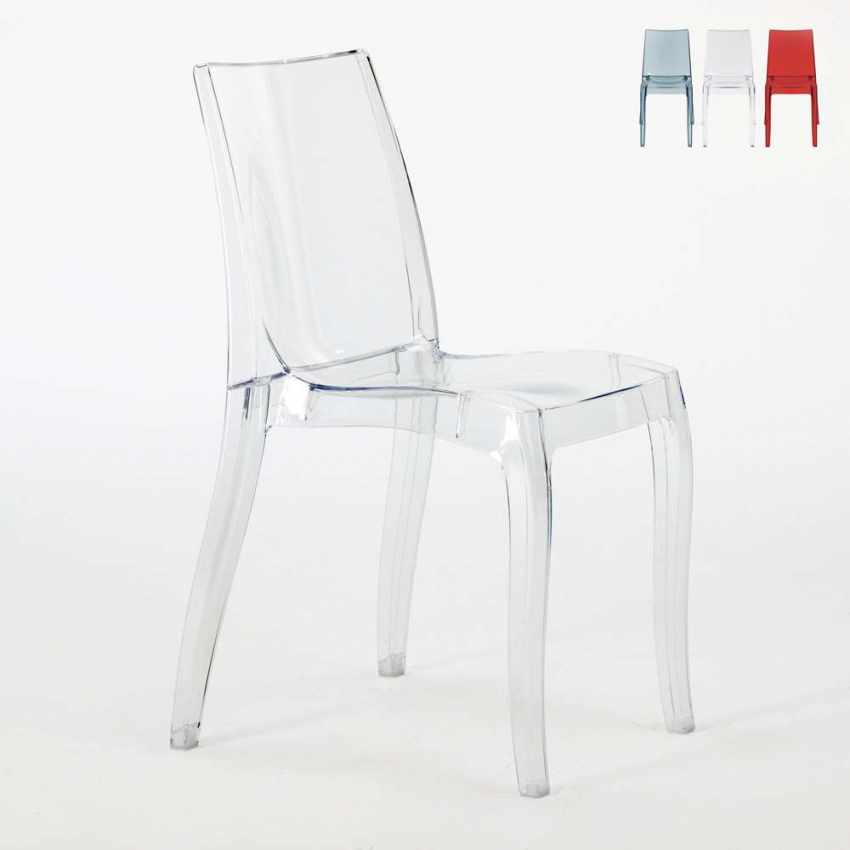 Cadeiras Empilháveis p/Cozinha Café Bar Transparente Cristal Light Modelo