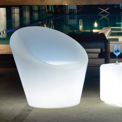 Poltrona design luminosa LED para exterior jardim bar restaurante Happy