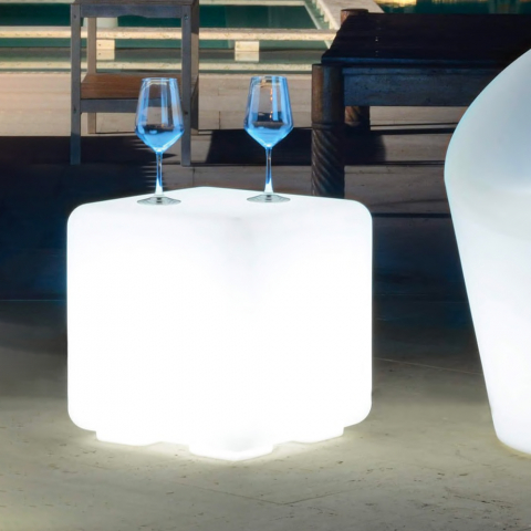 Mesa cubo luminoso LED para exterior 43x43cm bar restaurante Cubo Bò Promoção