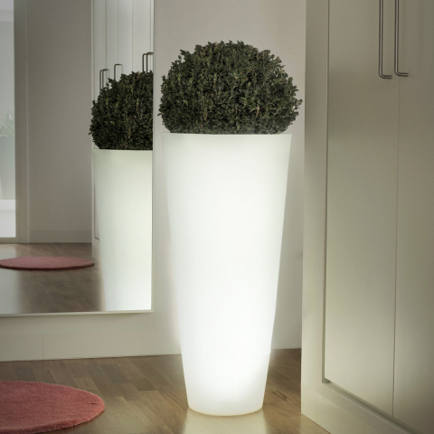 Vaso design redondo alto luminoso Ø 39 x 85cm kit de luzes exterior jardim Hydra