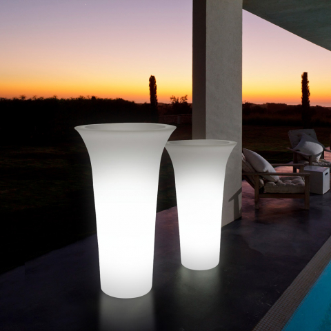 Vaso luminoso exterior alto redondo design moderno com kit de luzes Flos
