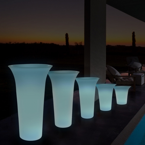 Vaso luminoso fluorescente design redondo para exterior jardim Flos Fluo
