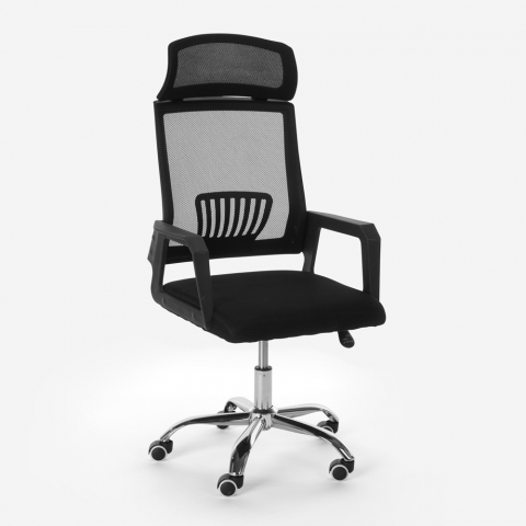 Cadeira de escritório design ergonómico basculante em tecido encosto de cabeça Baku