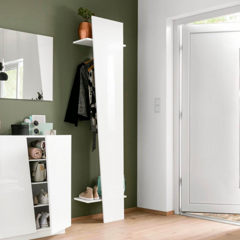 Cabide de guarda-roupa aberto com design moderno e quarto de entrada branco brilhante Vega Hang