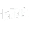 Aparador de design de sala de estar 4 portas 3 gavetas 220cm branco brilhante Ping Wide Descontos