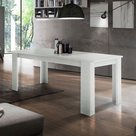 Mesa extensível de madeira branca 140-190x90cm sala de estar sala de jantar Jesi Hout Promoção
