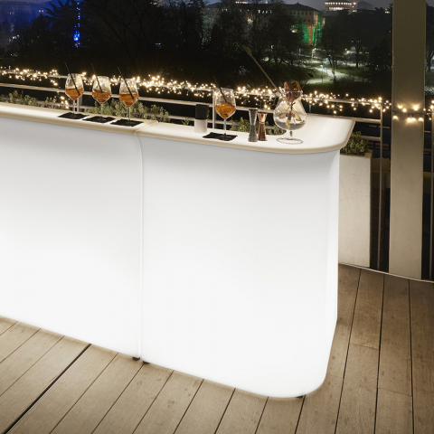 Canto de balcão de bar brilhante e personalizável para recepção coquetéis Slide Break Corner