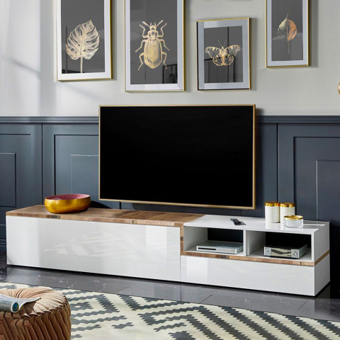 Móvel de TV design sala de estar 2 portas basculantes 240cm Zet Kiwey Acero XL Promoção