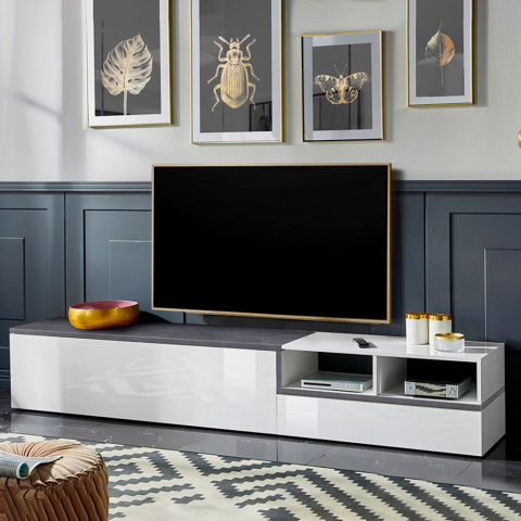 Móvel de TV 240cm sala de estar 2 portas basculantes design Zet Kiwey Ardesia XL Promoção