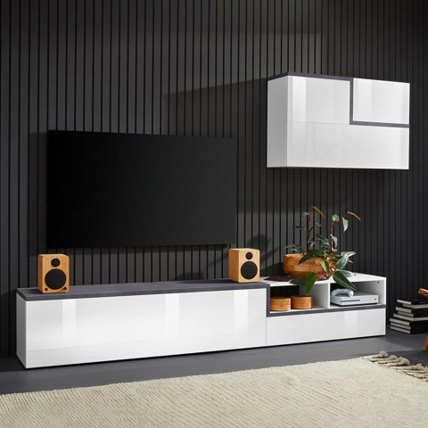 Estante modular de parede design móvel TV módulo suspenso sala de estar Zet Skone Ardesia