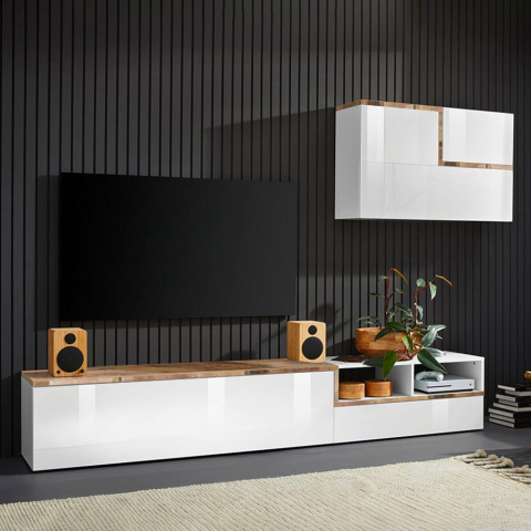 Estante modular de parede móvel TV módulo suspenso sala de estar design Zet Skone Acero