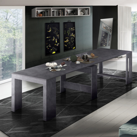 Mesa de jantar extensível, console de ardósia com design moderno de 90-300x51cm Pratika