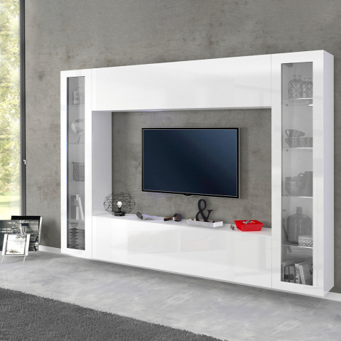 Estante modular sala de estar móvel de TV módulo suspenso 2 vitrinas Joy Frame Promoção