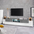 TV-meubel 3-deurs open vak 220cm wit en leisteen New Coro Low L Promoção