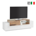 TV-meubel 3-deurs open vak 160cm wit en hout New Coro Low M Venda