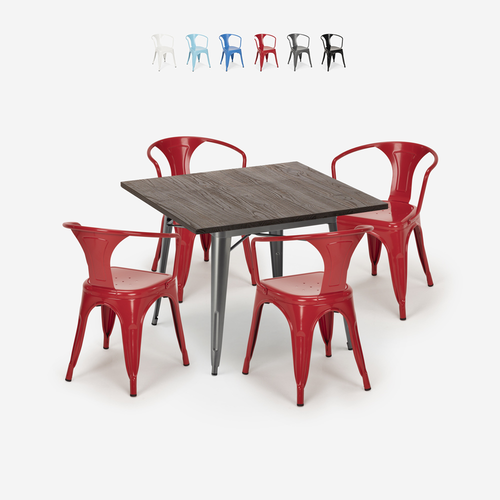 Conjunto Mesa c/4 Cadeiras p/Cozinha Café Sala 80x80cm Hustle