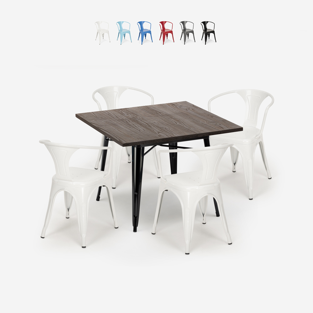 Conjunto de Mesa c/4 Cadeiras Cozinha ou Bar 80x80cm Hustle Black