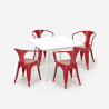 Conjunto de Mesa e 4 Cadeiras p/Cozinha ou Restaurante Aço 80x80cm Century White Custo