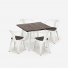 Conjunto Mesa e 4 Cadeiras p/Cozinha Metal Madeira 80x80cm Hustle Wood White Características